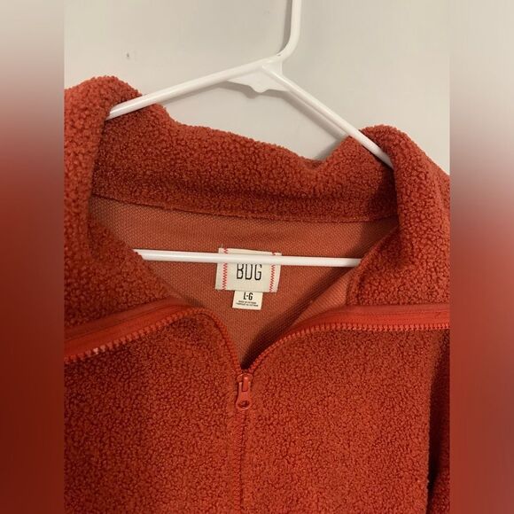 NWT BDG Teddy Pullover Quarter Zip Fleece Crop Sweatshirt Brown Teddy Soft S M L - Picture 8 of 9